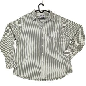 Urban Pipeline XL Striped Long Sleeve Button Down Shirt Green White